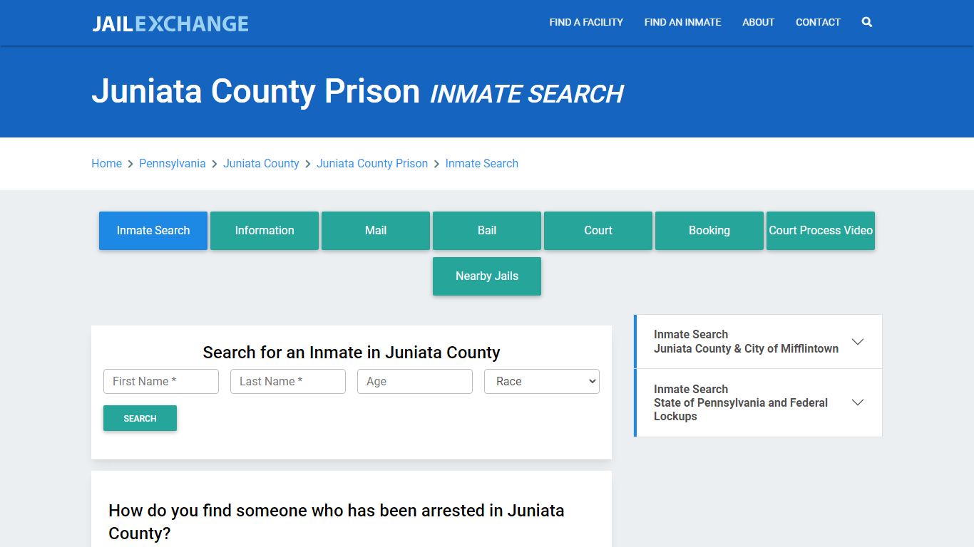 Juniata County Prison, PA Inmate Search: Roster & Mugshots - Jail Exchange