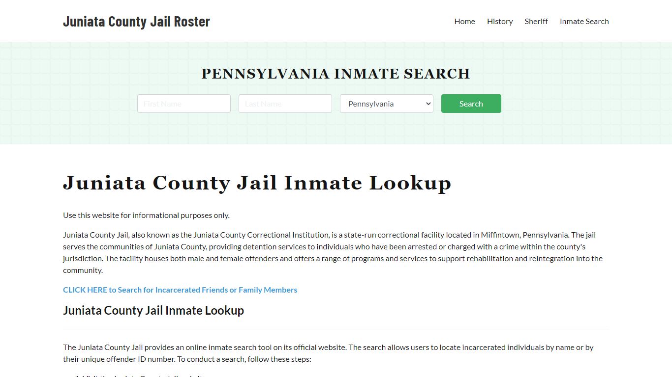 Juniata County Jail Roster Lookup, PA, Inmate Search