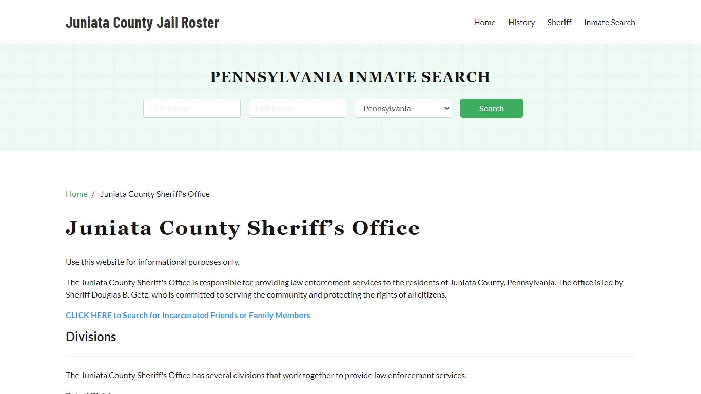 Juniata County Sheriff Office, PA, Arrest Warrants Search